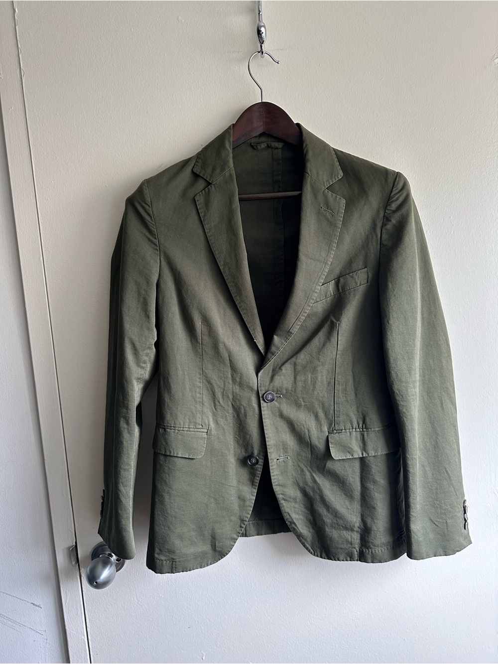 Officine Generale  Olive Green Cotton Linen Summer Blazer EU44